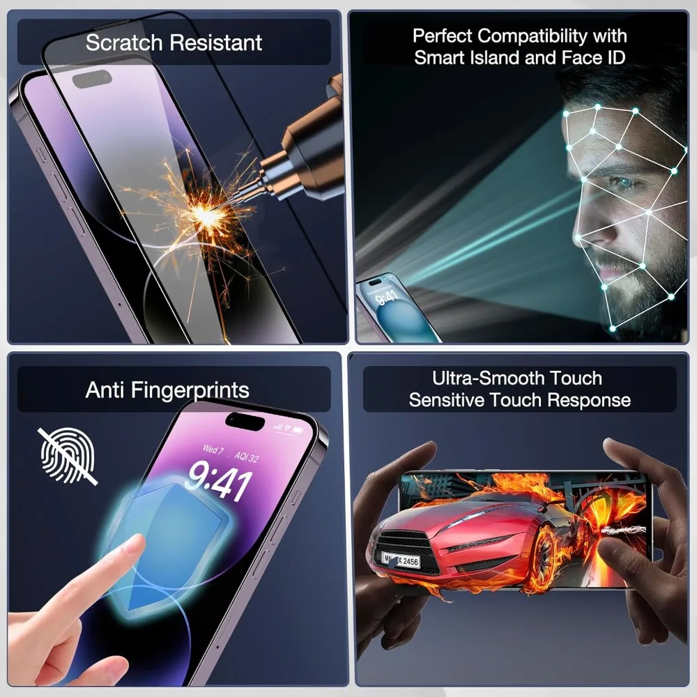 Protetor de tela anti-luz azul, 2 peças, fácil instalação, para iphone 17 pro max 17air, proteção para os olhos, filme frontal de vidro temperado hd