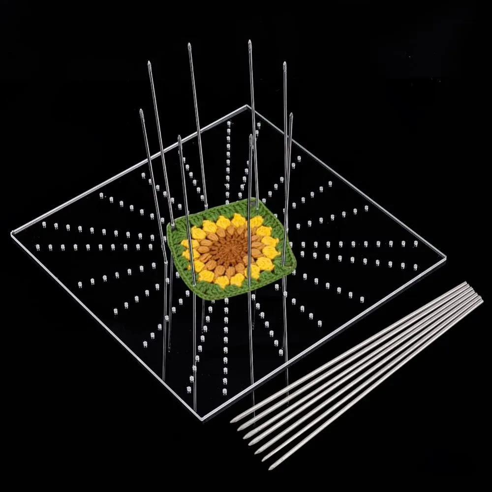 

Блокирующая доска для вязания крючком, прозрачные акриловые блокирующие доски с булавками из нержавеющей стали для бабушкиных квадратов, подарки для изготовления