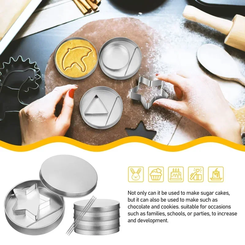 12pcs Korean Sugar Candy Game Cookie Cutters Biscuit Pie Round Umbrella Triangle Star Shaped Making Tools Set Mold