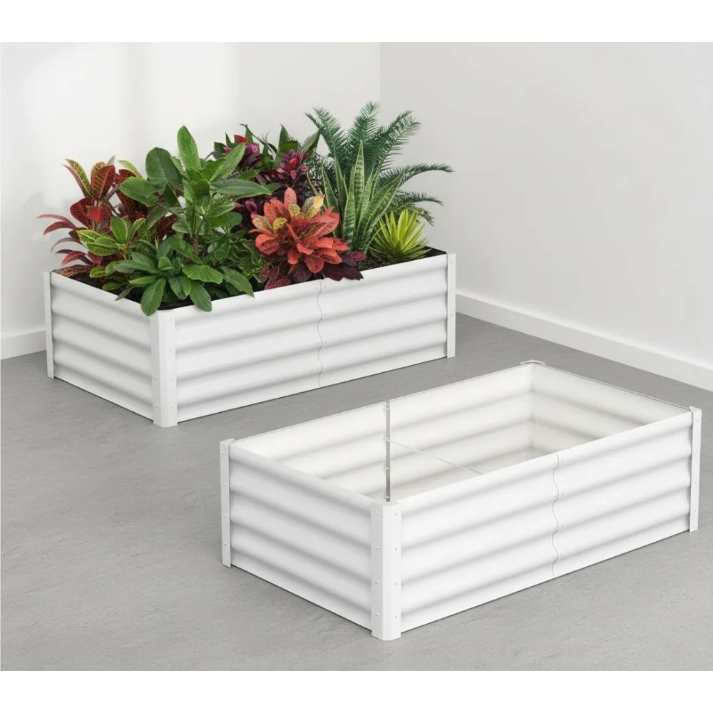 

6x3x1 ft Galvanized Raised Garden Bed, Outdoor Metal Planter Box for Vegetables Flowers Herbs