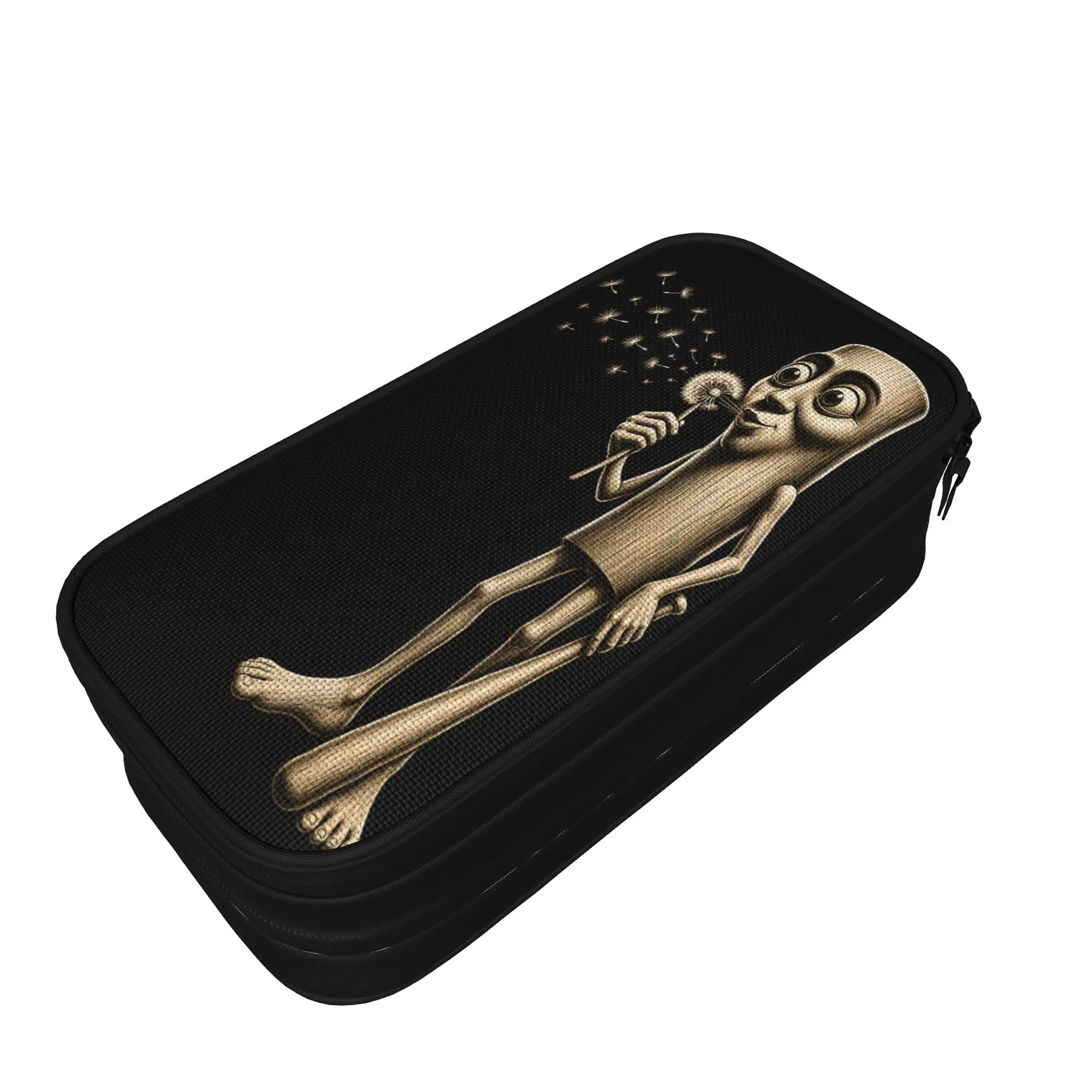 Vintage Pencil Case Tung Sahur Blowing Dandelion Wishes Funny Meme Brainrot Pen Box School Pencil Cases Boy Stationery Organizer