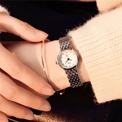 Female Exquisite And Compact Business Alloy Stainless Steel Band Quartz Watch Fashion And Casual Small Dial Delicate Wristwatch