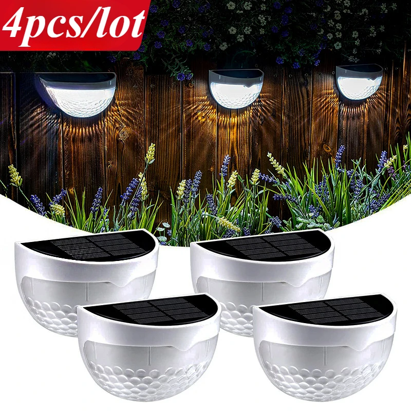 

4pcs LED Solar Fence Lights Outdoor Waterproof Wall Corrugated Terrace Garden Path Decor Night Water Droplet Stair Step Lamp