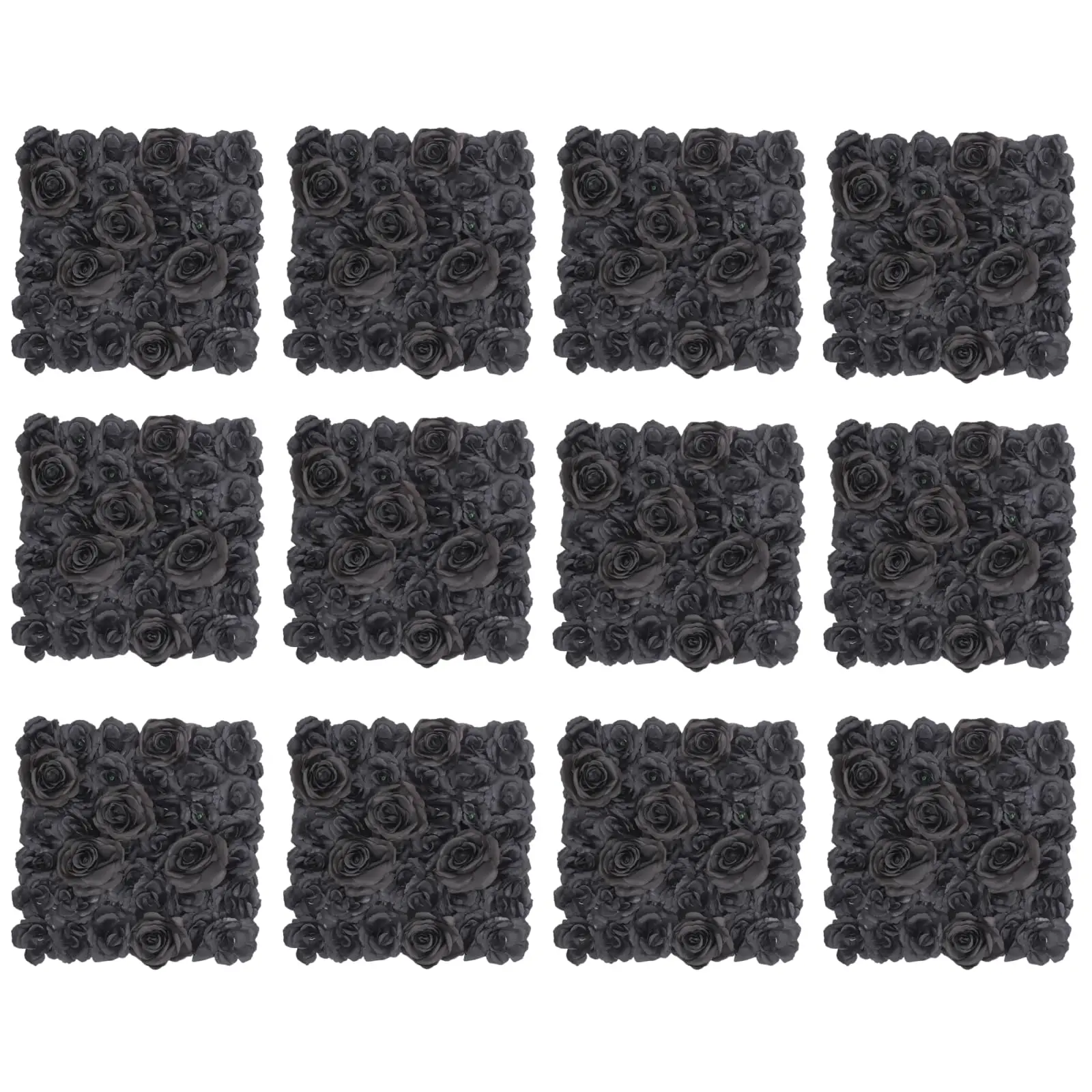 

12Pcs Artificial Flowers Decoration, Flower Wall Panels, Black Flowers Wall, Stage Background Artificial Flowers Decoration, Sil