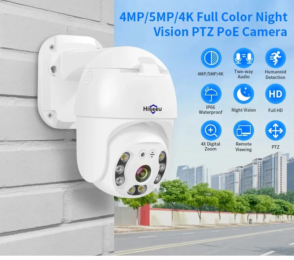 

Hiseeu 4MP 5MP 8MP PTZ POE IP Camera 4K Two Way Audio 4X Digital Zoom Outdoor HD Home Video Surveillance Camera iCSee H265 ONVIF