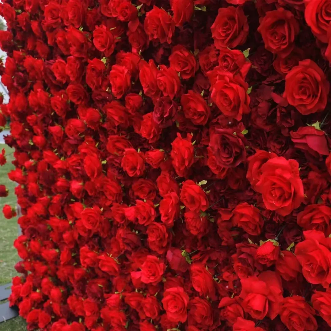 Seta artificiale rosa rossa fiore parete 5D panno floreale parete matrimonio sfondo Decor, san valentino e fidanzamento fotografia puntelli