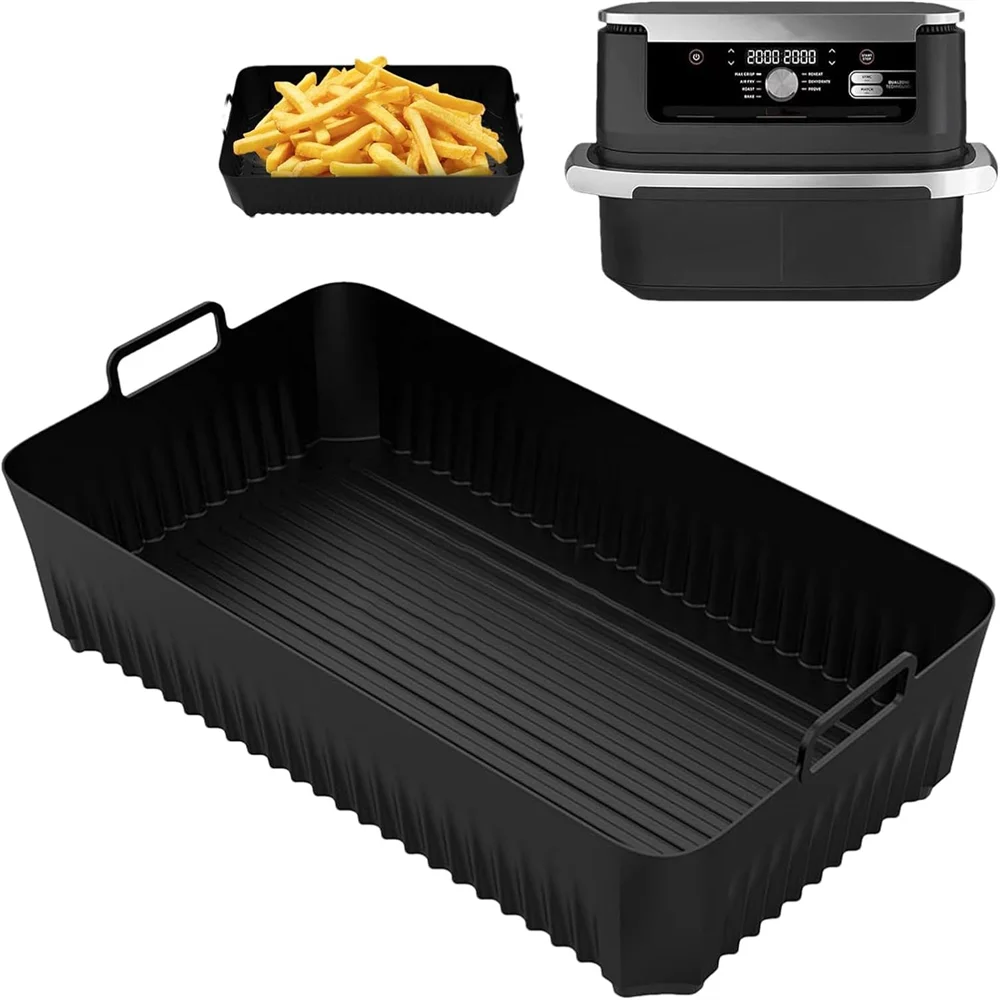 Suitable for Ninja Air Fryer Silicone Basket Pot, Suitable for AF500 Model Rectangular Non-Stick Air Fryer Baking Tray, Reusable