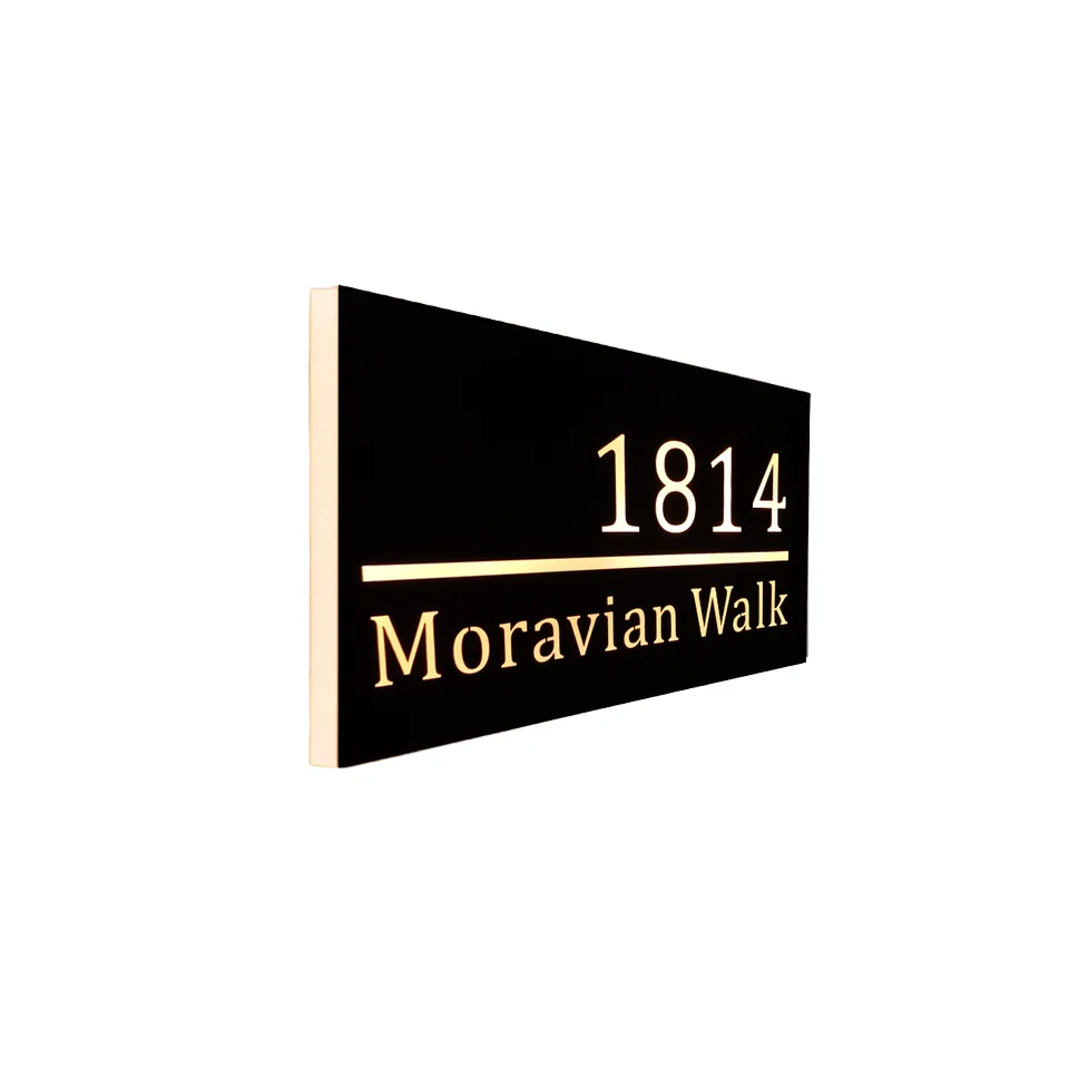 Custom 3D LED Backlit House Address Plate for Schools Illuminated Dormitory Residential Number Sign with AC Power Supply