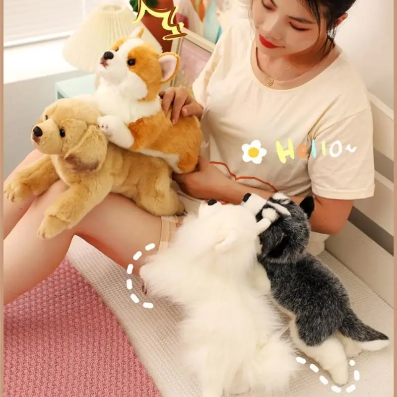 

A5YC Emotion Support Plush Dog Toy with Simulation Lookings Companion Doll For Kids Adult Reduce Stress Loneliness