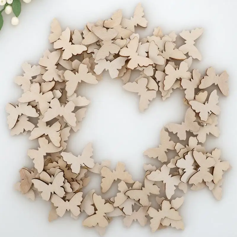 

100pcs Home Decoration Wooden Ornament Wood Slice Crafts Blank Wood Pieces for Kids DIY Art Creative Gift Smooth Surface