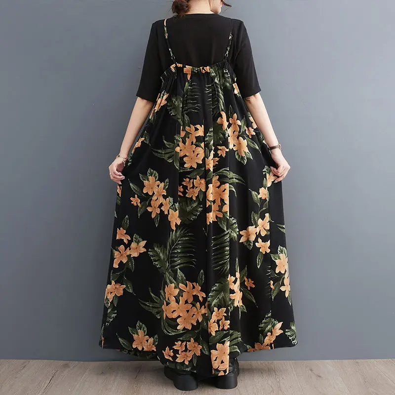 Imagem -04 - Macacão Floral de Perna Larga Feminino Calça com Alça Ajuste Solto Emagrecedor Versátil Moda Verão Novo 2023 2023