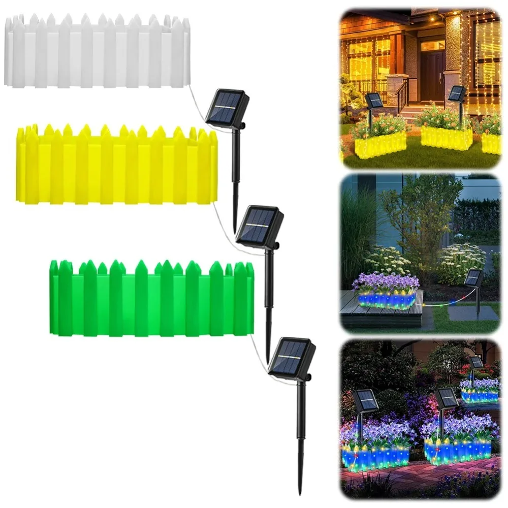 

New Waterproof Solar Lighted Garden Fence Solar Powered Auto On Flower Bed Fence Lights Solar Light Solar LED Light Garden