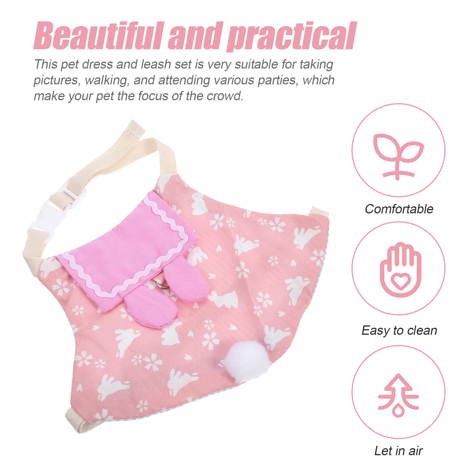 

Rabbit Garment Bunny Harness Kit Lightweight Washable Reusable Easy on Off Stylish Decorative Clothes for Special Occasions