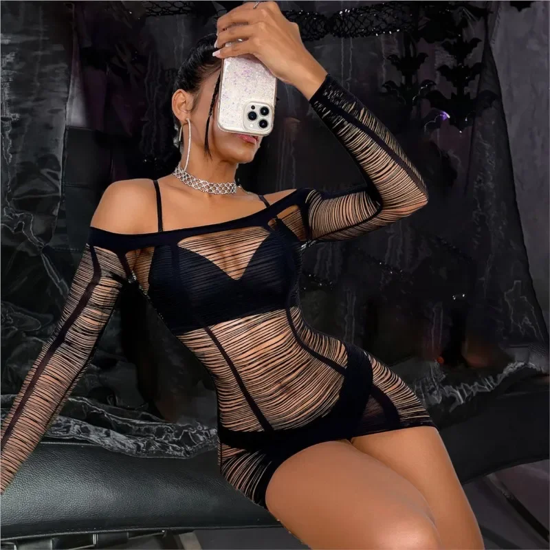 

Halloween cosplay Perspective hollow tight exposed deep V-hip skirt sexy tоy girl Womens dresses sexy lingеrie sexy dress xxx
