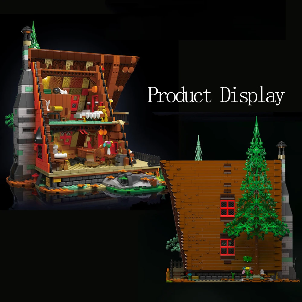 Forest Cabin Street View with Lights Adult High Difficulty Building Blocks Assembly Model Toy