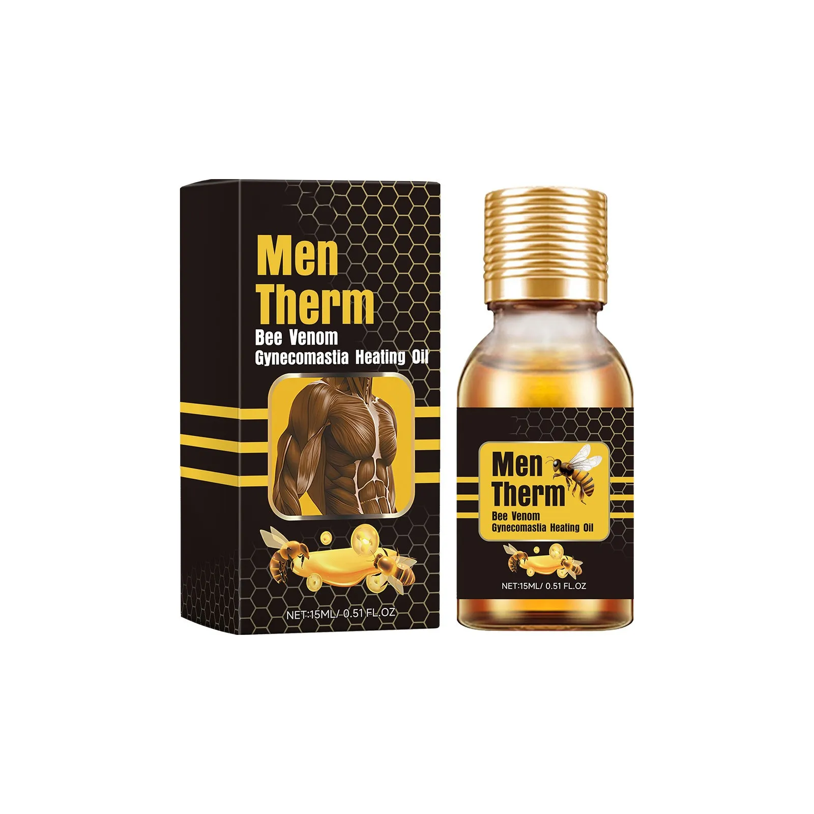 Bee Gynecomastia Heating Oil, Best Men Bee Oil, Men Oil, Men Bee Oil, Gynecomastia Tightening Oil For Men 15ml