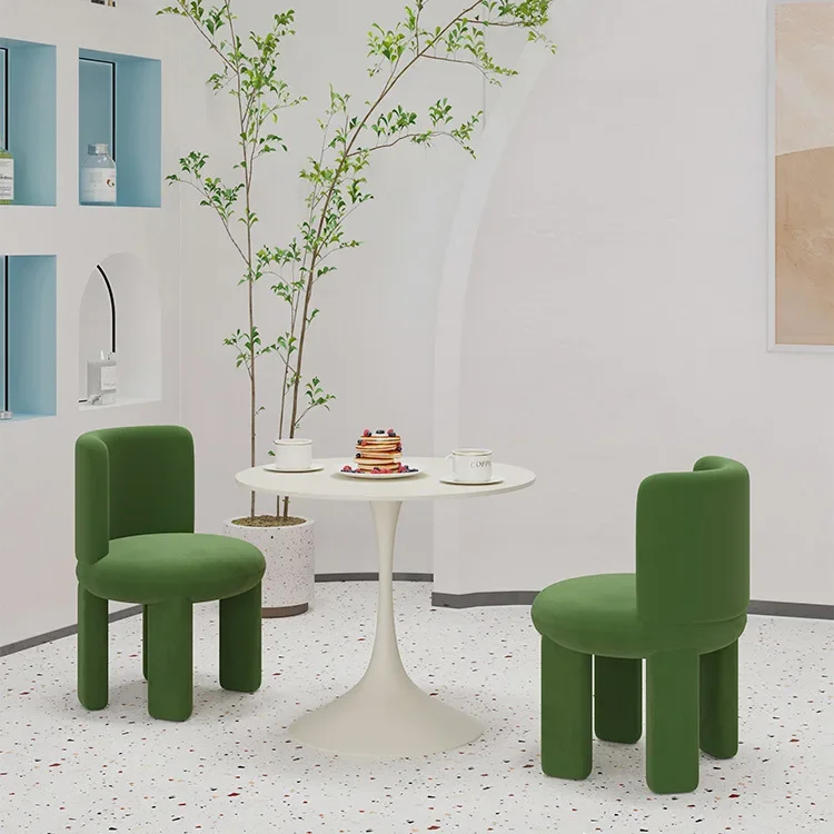 One table, two chairs, cafe, dessert shop, fabric single sofa chair, lounge area, reception small round table