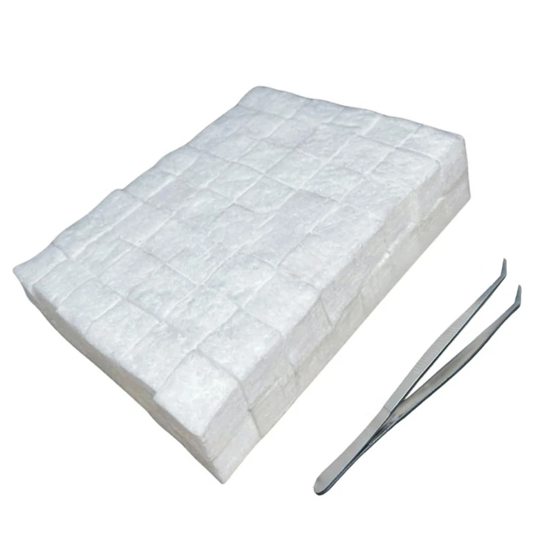 

96Pcs Small Ceramic Wool Wick with Tweezers Carbon Felt Wick Ceramic Fiber Insulation Cotton Cores for Tabletop Pit