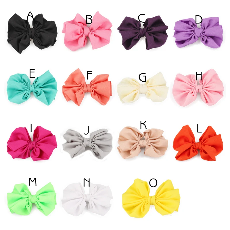 6pcs/lot 15colors 11cm Newborn High Elastic Knit Flower Bows Handmade Solid Flower Bow for Kids Girls Hair Accessories