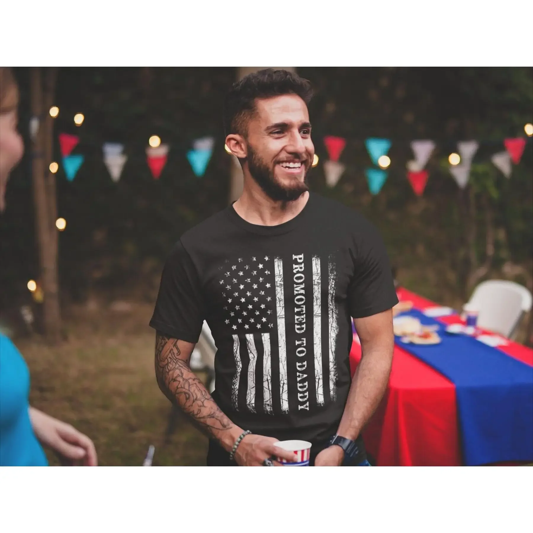 Promoted To Daddy American Flag T Shirt Fathers Day T shirt Gift Ideas