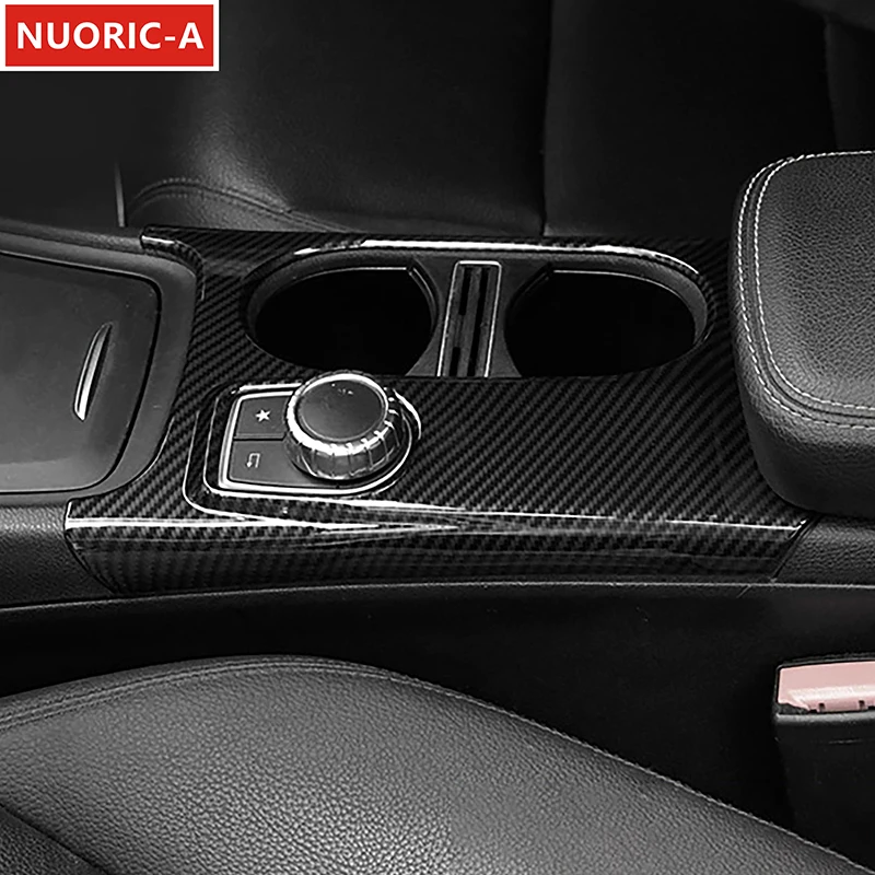 

Car Styling Center Console Water Cup Holder Panel Frame Carbon Color Decoration For Mercedes Benz CLA C117 GLA X156 A Class W176