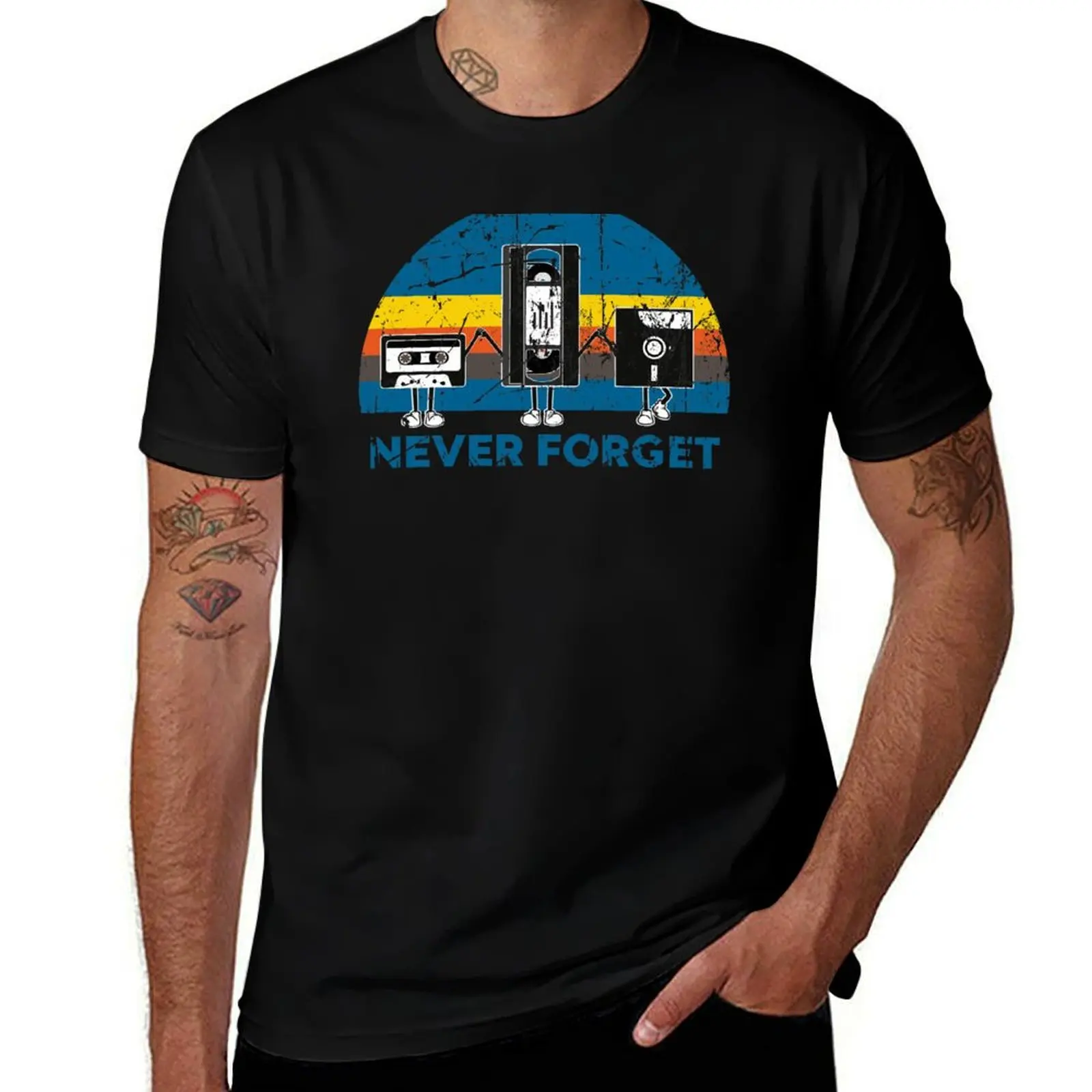 

Never Forget | Vintage Retro Graphic Design | Computer Floppy Disks Cassette | Cool Gifts T-Shirt cotton tshirt 100% T-Shirt