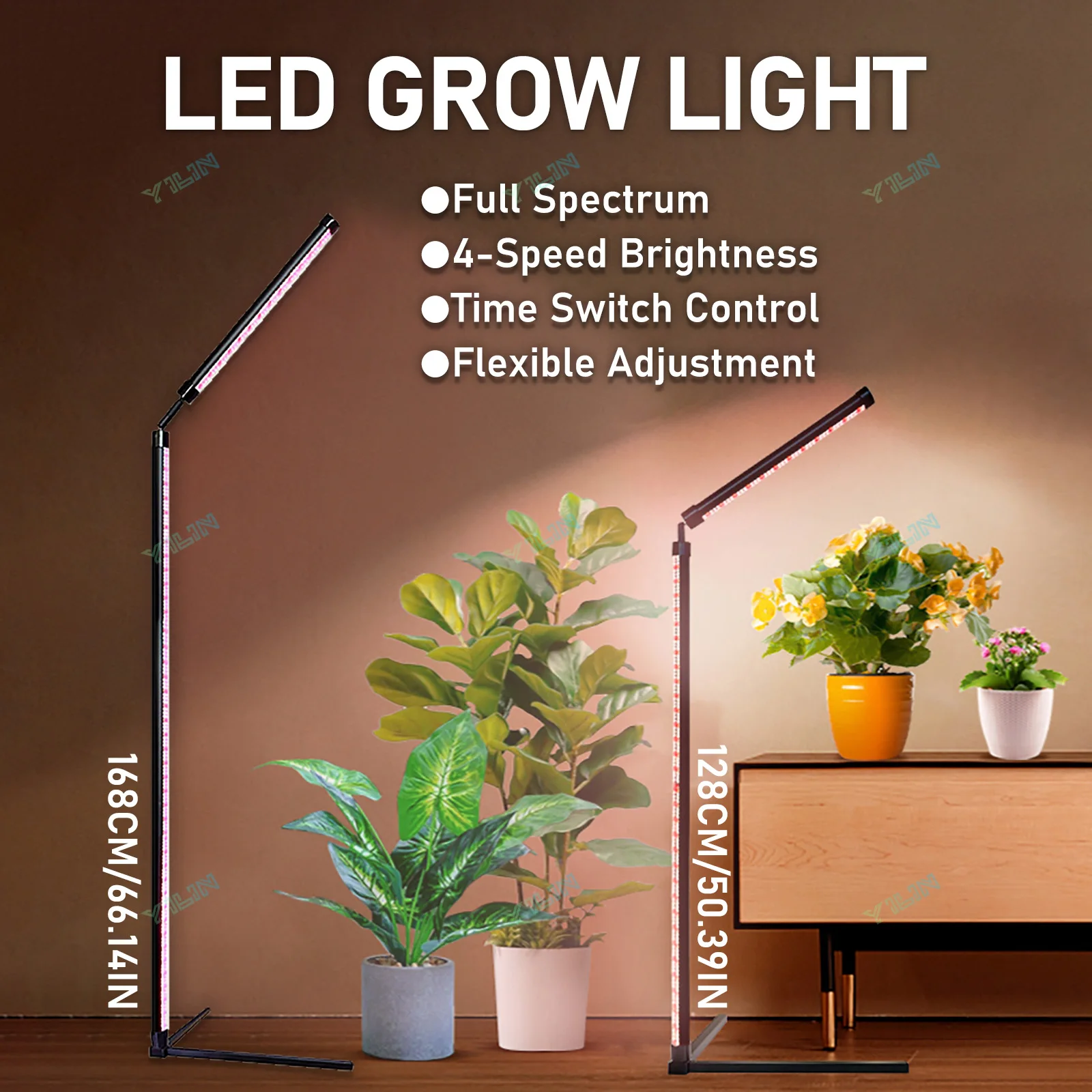 

168cm Heightening LED Plant Grow Floor Lamp Full Spectrum Adjustable Dimmable Flexible Stand Vertical Indoor Plants Growth Light