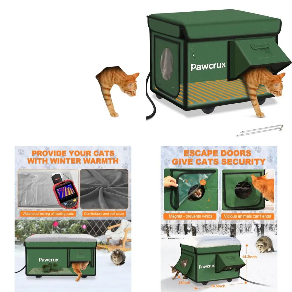 

Зимняя уличная утепленная будка для кошек с изолированной лежанкой и безопасным входом для бездомных кошек