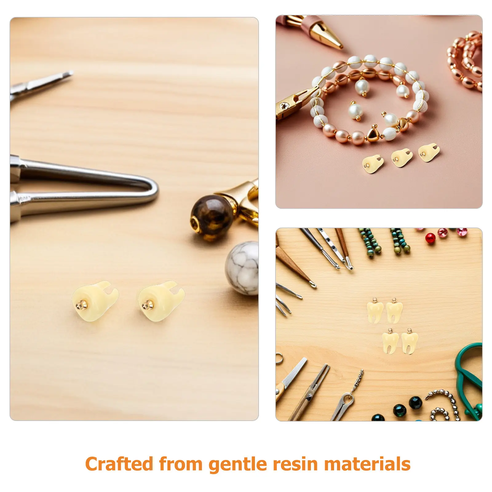 8Pcs Resin Teeth Charms Realistic Tooth Pendant Lightweight DIY Jewelry Making Findings Earring Necklace Bracelet Phone Case