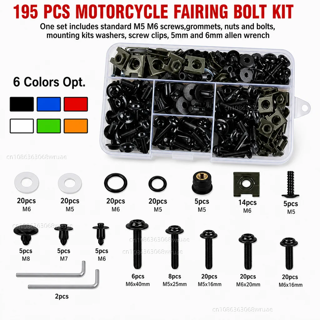 195Pcs Fairing Windshield Bolts Screws Kit Nut Clip Part For KTM Duke RC 125 200 NG 250 390 690 790 890 890R 1290 1290R Super GT