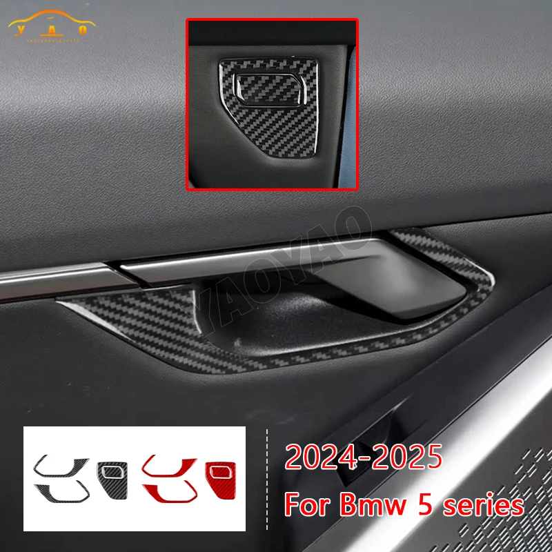 

Real Carbon Fiber For BMW 5 Series i5 G60 G68 2024 2025 Car Accessories Rear Door Handle Frame Decorative Cover Soft Sticker