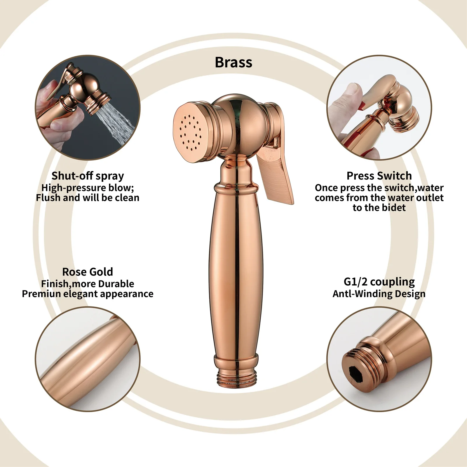 Imagem -03 - Ouro Rosa Conjunto de Cabeça Chuveiro de Bronze Handheld Chuveiro Pulverizador Conjunto Luxo Cobre com Suporte 1.5m Mangueira Chuveiro Alta Qualidade