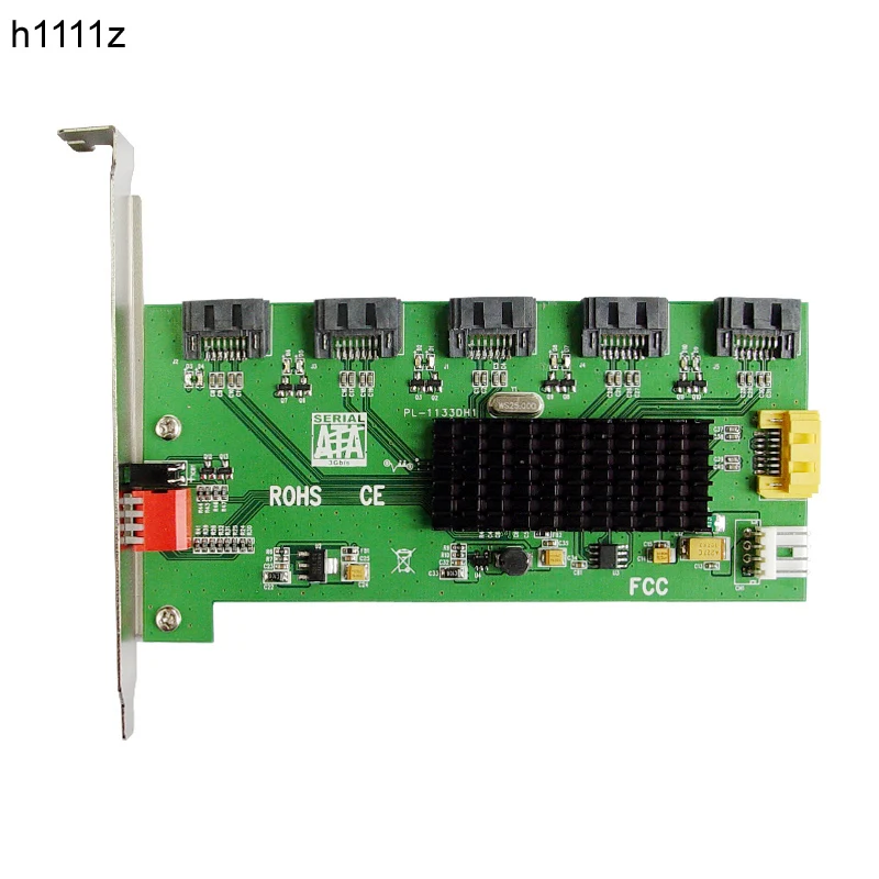 Raid Controller 1 to 5 Port SATA 2.0 RAID Card Support SATA HDD RAID 0/1/5/10 SATA Port Multiplier Bracket Mount Easy Dip Switch