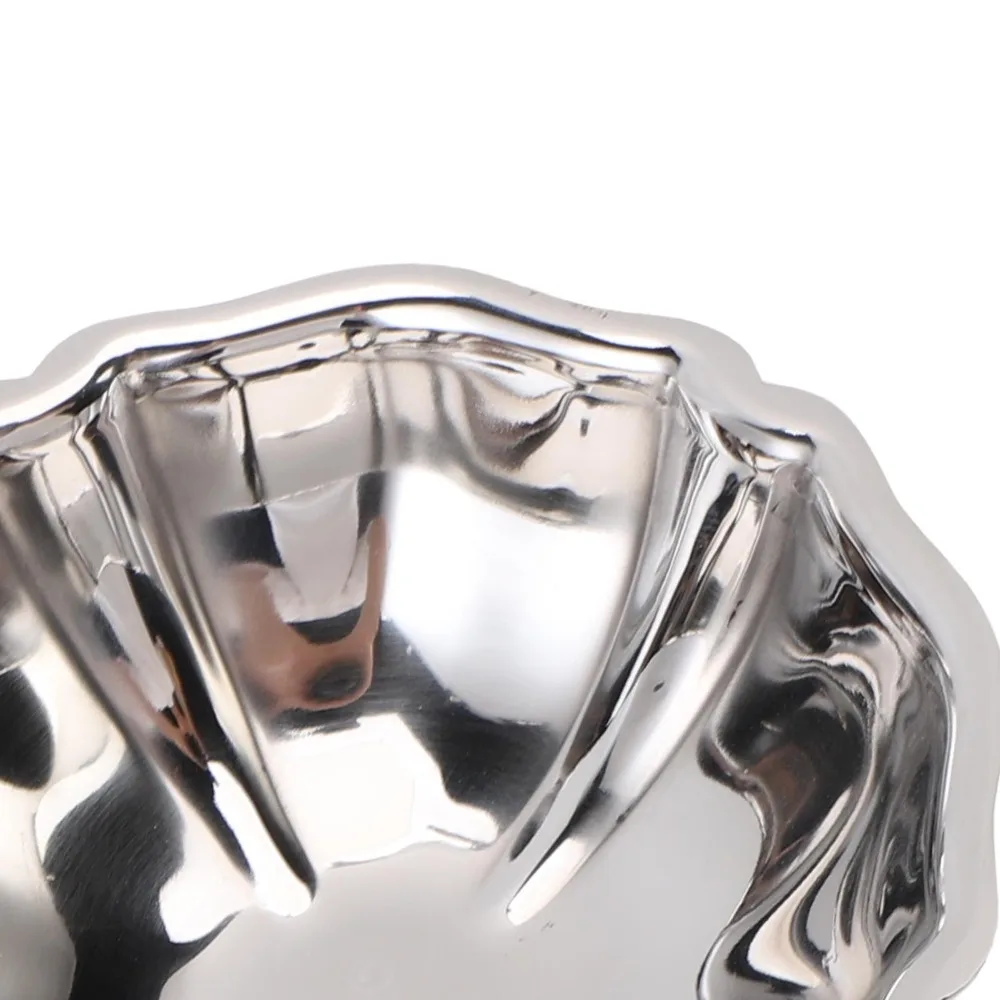 1Set Rustless Steel Ice Cream Cup Flower Outline Thickened Anti-deform Pudding Mold Cup with Spoon Seamless Inner