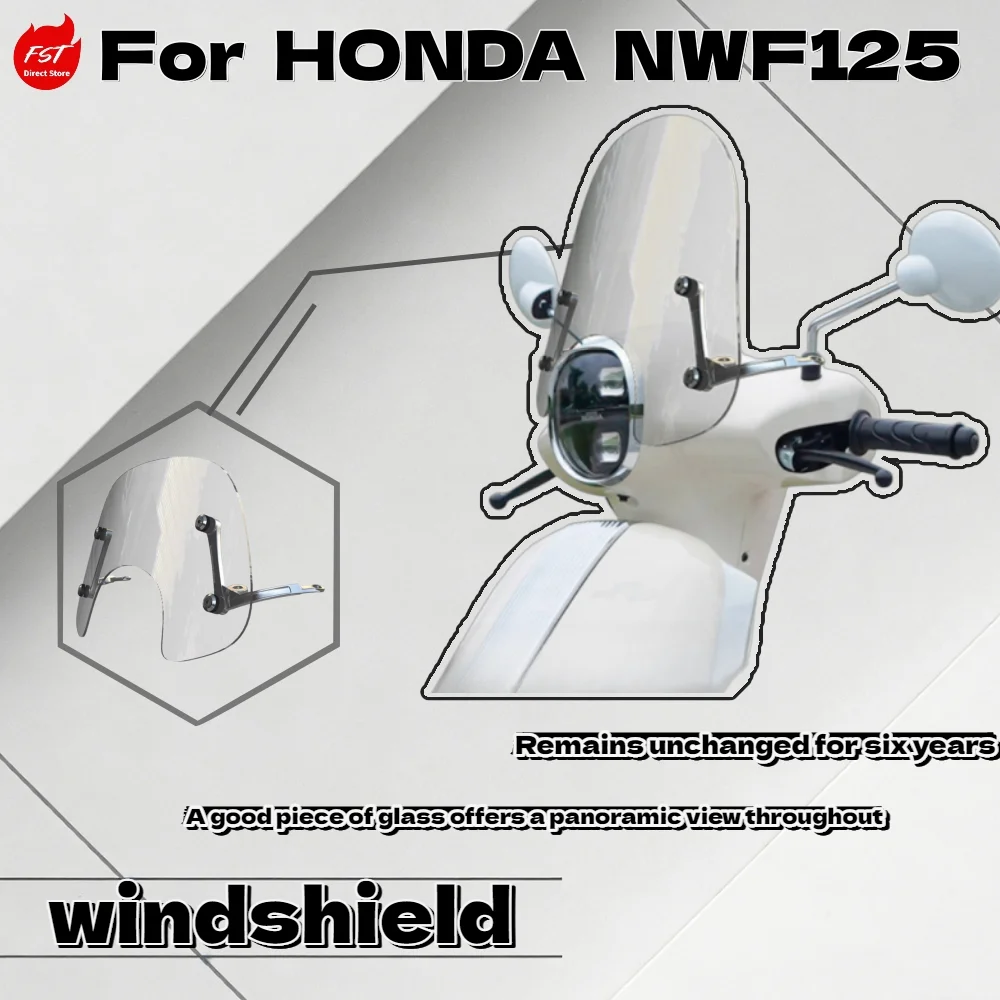 For  Honda NWF125 Transparent Front Windshield Chest Protector Scooter Modified Accessories
