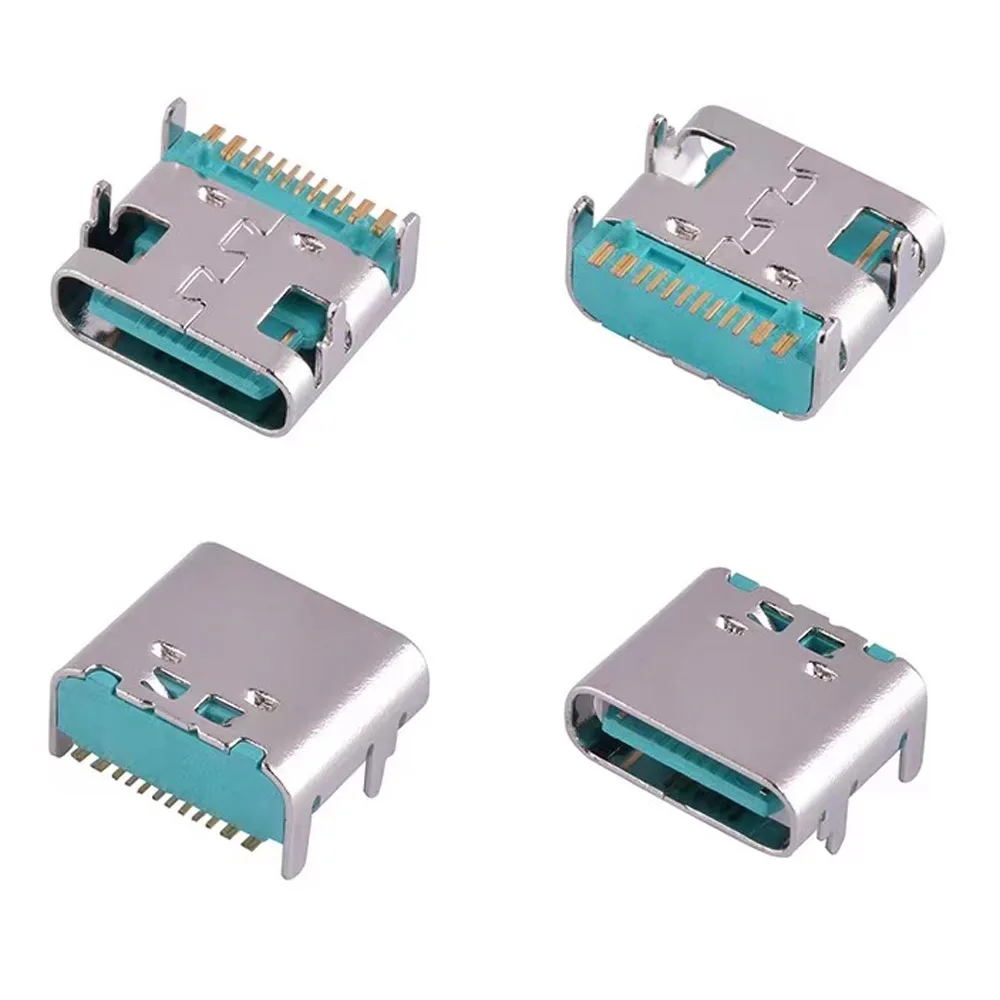 1pcs 5A 16 Pin USB 3.1 Type C Connector High conductivity copper Female Socket receptacle Through Holes PCB 180 Vertical Shield