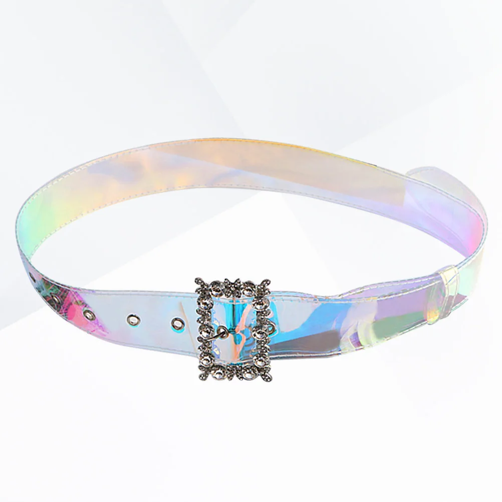 

Elegant Rhinestone Square Buckle Plastic Waist Belt Colorful Waist Chain Fashion Waistband Dress Decoration for Women