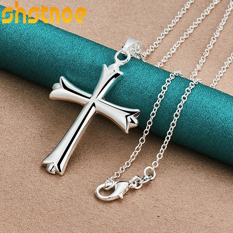 925 Sterling Silver 16-30 Inch Chain Cross Pendant Necklace For Women Engagement Wedding Birthday Gift Fashion Charm Jewelry