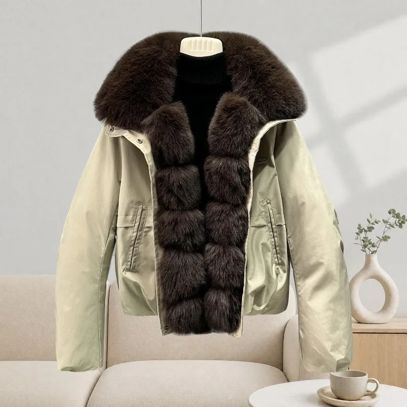 Large Fur Collar Lapel Cotton-padded Clothes Women's Short Loose Multi-colored Goods Silhouette Small Man To Keep Warm in Winter