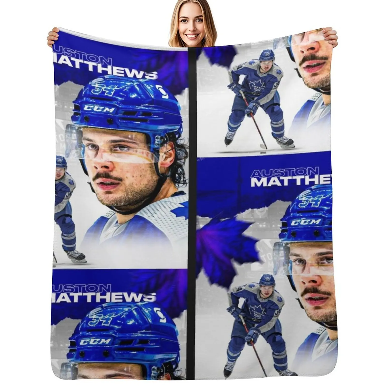 Auston Matthews Throw Blanket Hairys Soft Big Plaid Multi-Purpose Plush Baby Blankets