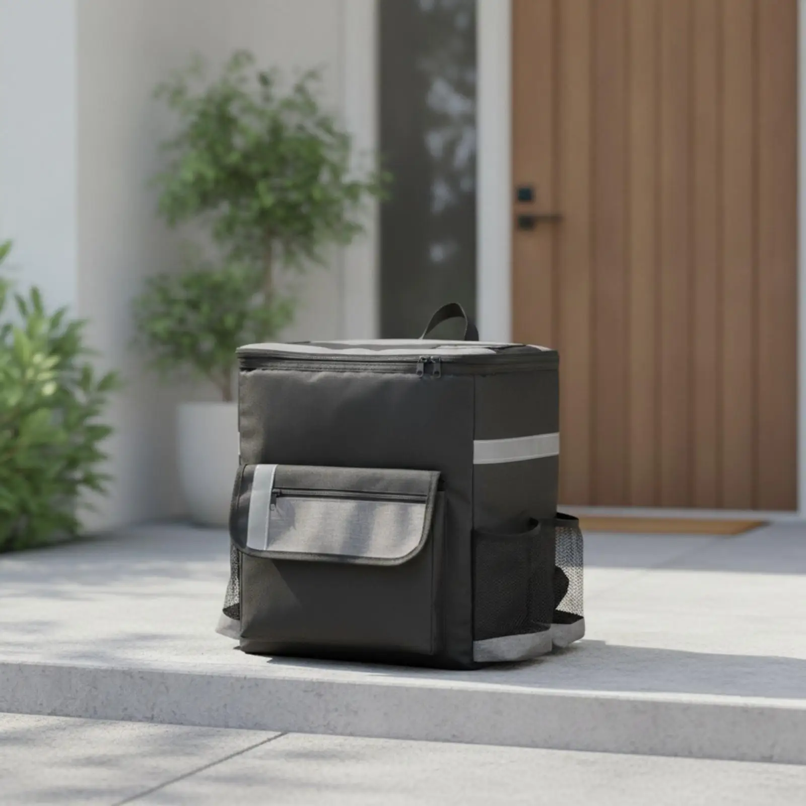 Insulated Food Courier Backpack for Restaurant Delivery Thermal Carrier with Front Pocket and Aluminum Lining