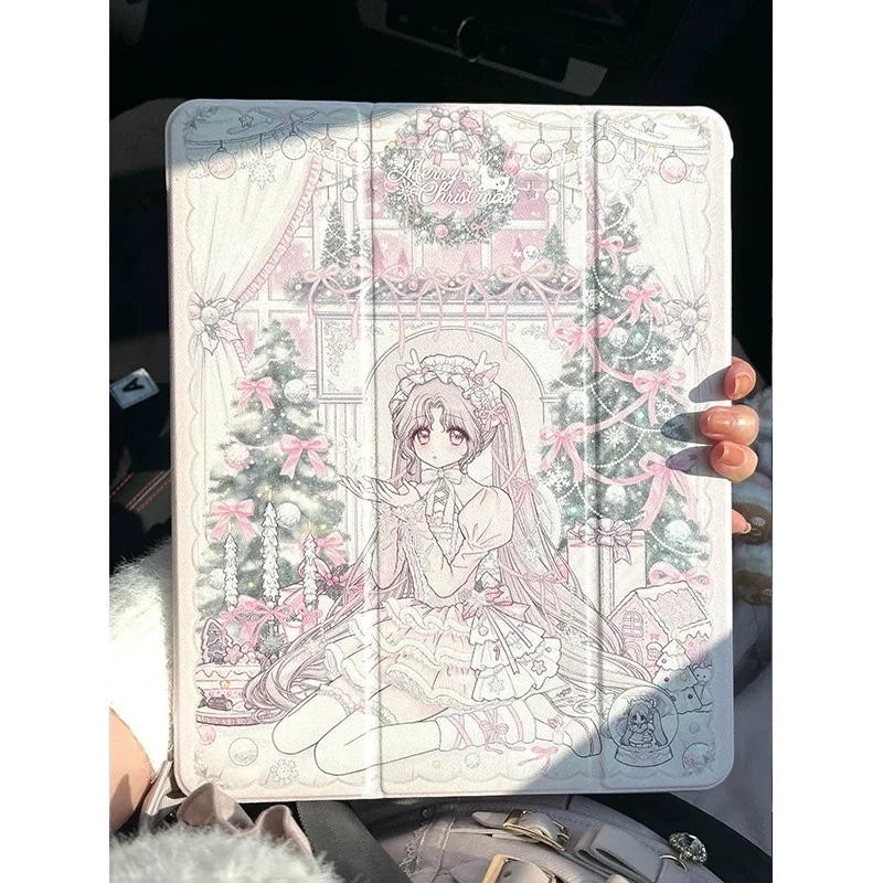 Оригинальный милый чехол для планшета с принтом сладких когтей, рождественская любовь, подходит для iPad, акриловый тройной защитный чехол от падения