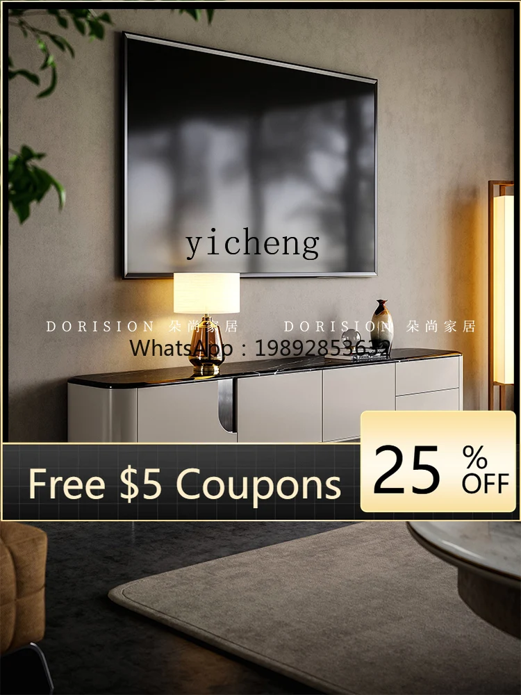 

TV Cabinet Coffee Table Combination Floor Cabinet Solid Wood Marble Light Luxury TV Cabinet