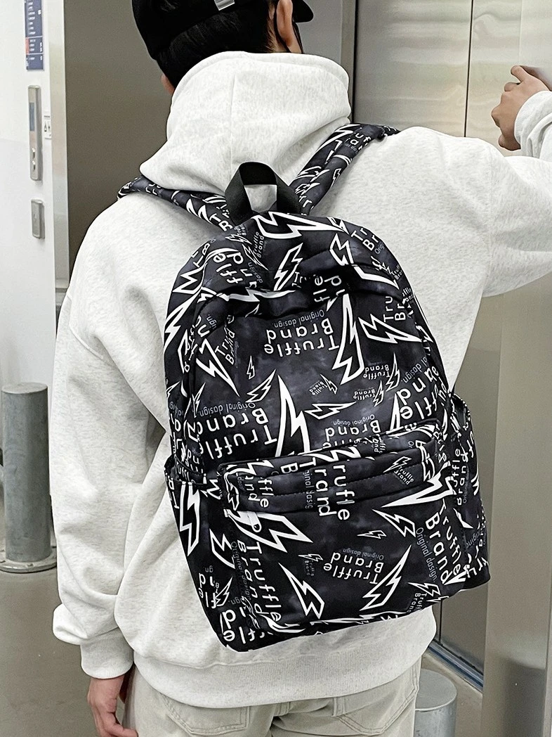 Fashion Men's School Backpack Designer Lighting Graffiti Teens Bags 2026 New Boys Travel Rucksack Men's School Bookbags