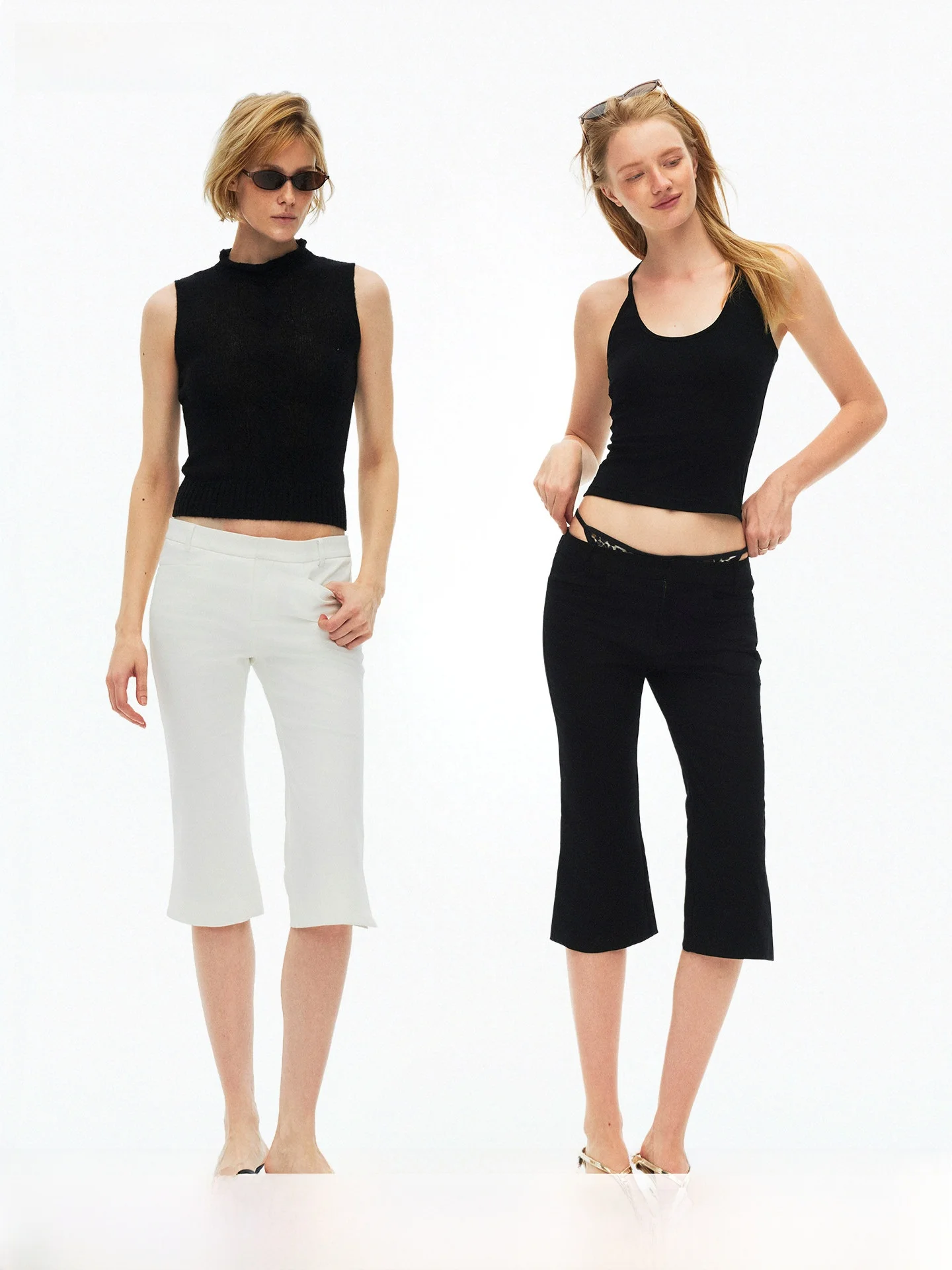 

Женские укороченные бриджи из смесового хлопка с низкой посадкой, эластичные, приталенные, модные, повседневные, прямого кроя, с разрезами