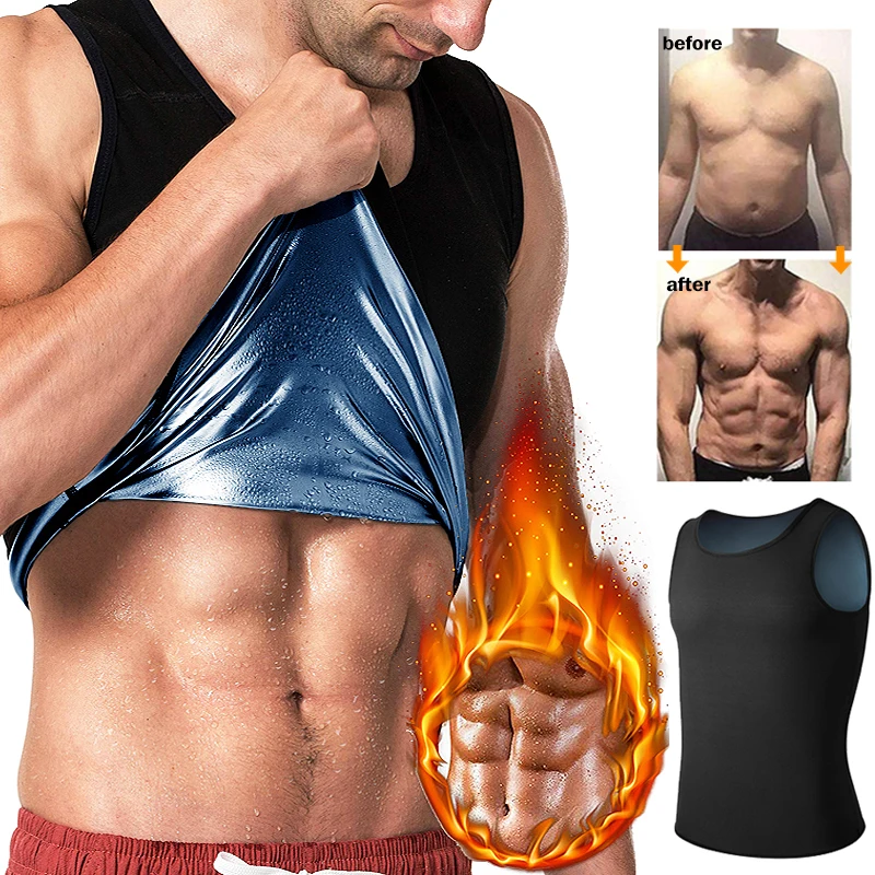 Hot Slimming Sauna Sweat Vest for Men Heat Trapping Pullover Sweat Enhancing Vest Workout Body Shaper Reduce Weight Tank Tops