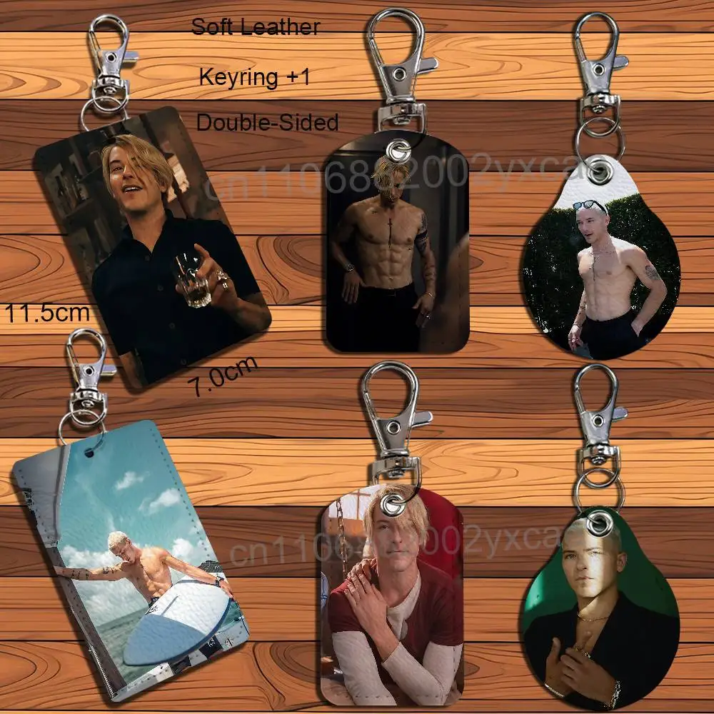 

Actor Taz Skylar Long hair Handsome Sanji Rectangle ID Card Keychain Access Card Bag KeyTag Ring Leather Card Holder Ring Access