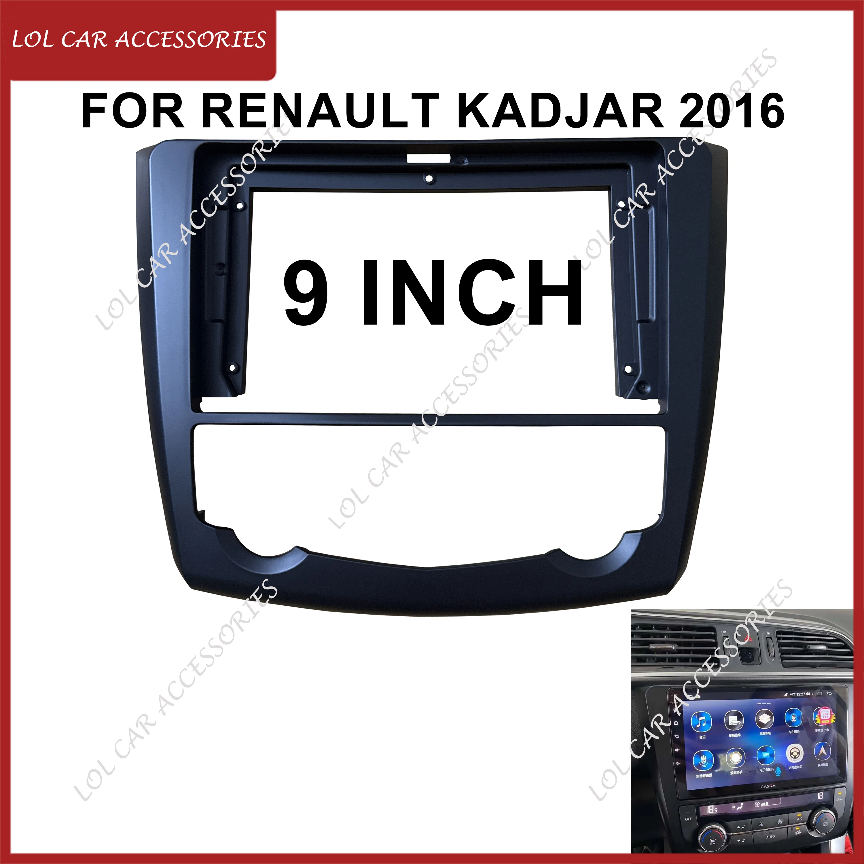 9 Inch Car Radio Fascia Frame For Renault KADJAR 2016 GPS MP5 Stereo Android Player 2 Din Head Unit Panel Dashboard Cover