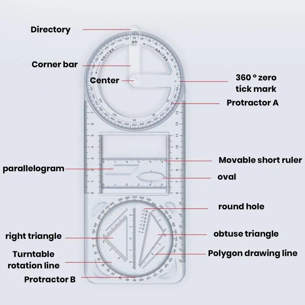 Short Line Groove Ruler Multi-functional Measuring Scale Versatile Geometric Ruler Scale Easy Sliding Stable for School