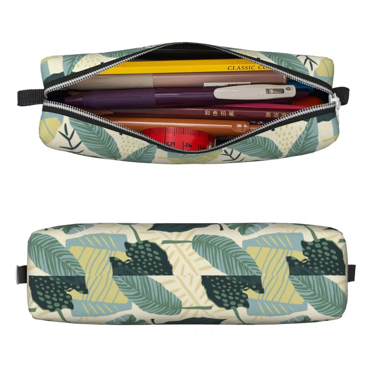 Tropical Plants Pencil Case Fashion Nordic Wind Large Pencil Bag Kids PU Leather Retro School Pencil Cases Graphic Stationery